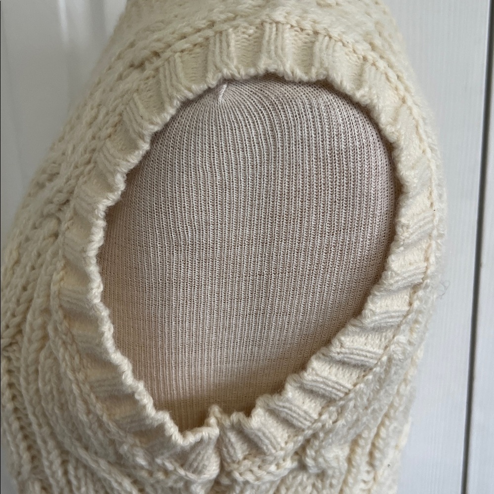 Vintage Aran Fisherman Wool Cream Cable Knit Sweater Vest - Picture 8 of 16